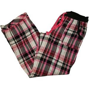Victoria's Secret Pajama Pants Bottoms Plaid Women size XS Pink Silver Sleepwear